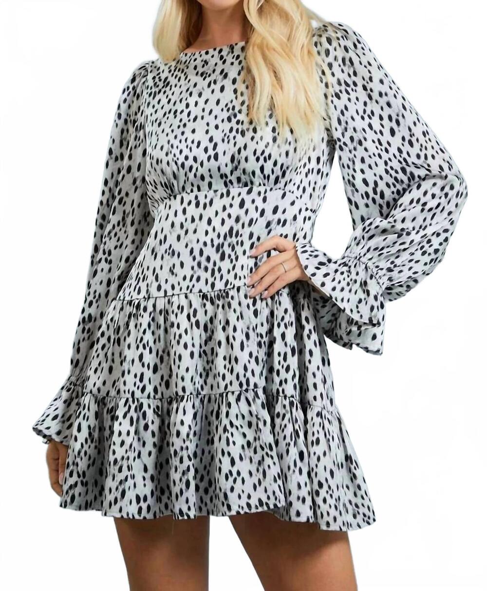 NEW GLAM printed dress with ruffle sleeves in black